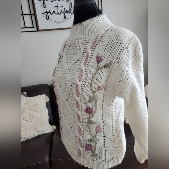 Kimberly Hope NWT Vintage 90's Boho Chic Floral Embroidered Sweater Size M - Picture 5 of 12